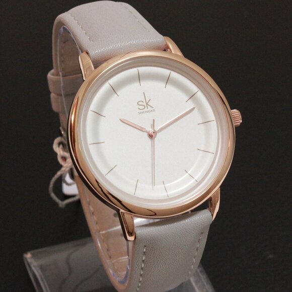 Ladies Dress Quartz Watch White Dial Grey Strap 38mm main image 4